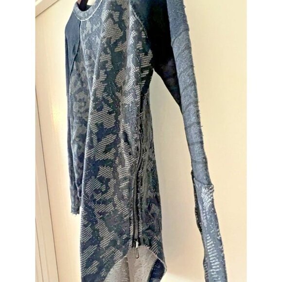 Free People Wom Med Gray Floral Mixed Media Raglan LongSleeve Shirt Grunge Retro - Picture 2 of 6